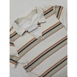 Cato‎ Womens Striped Ribbed Short Sleeve Polo Shirt V Neck Casual Top Size M